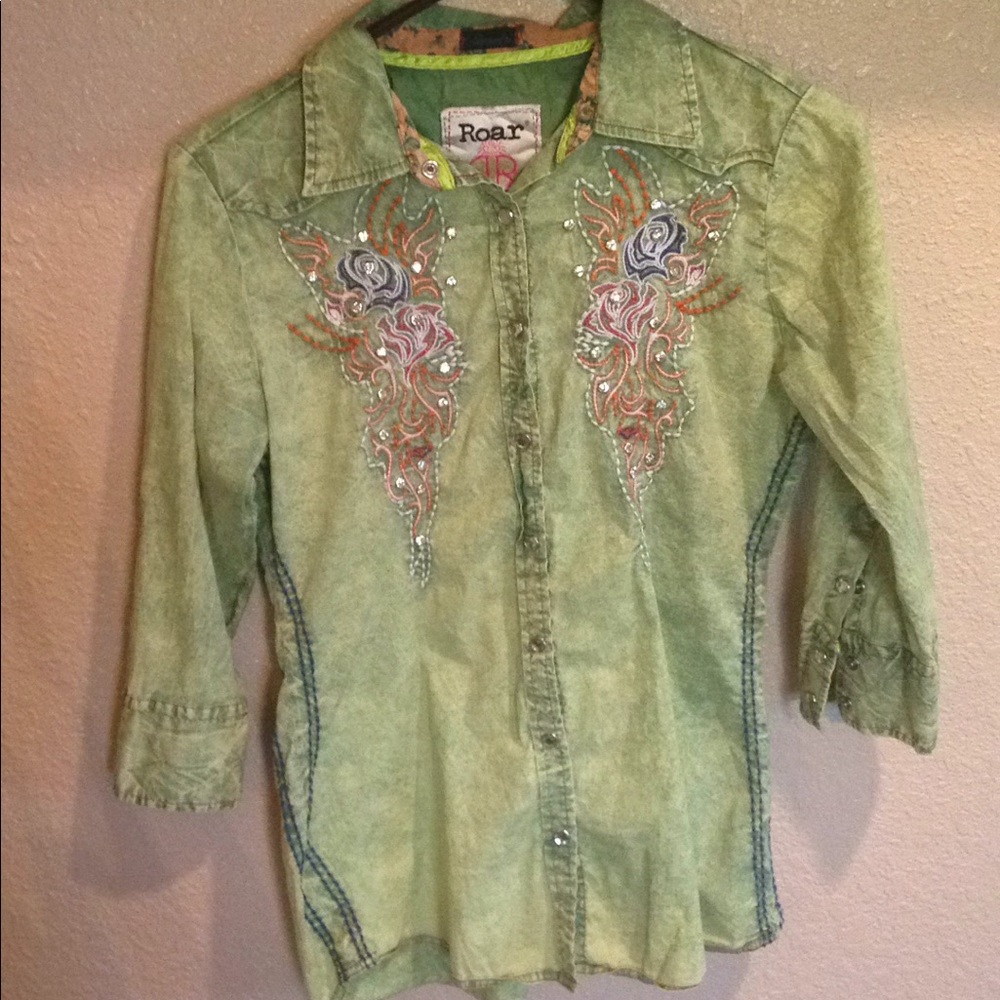 Green Button Up